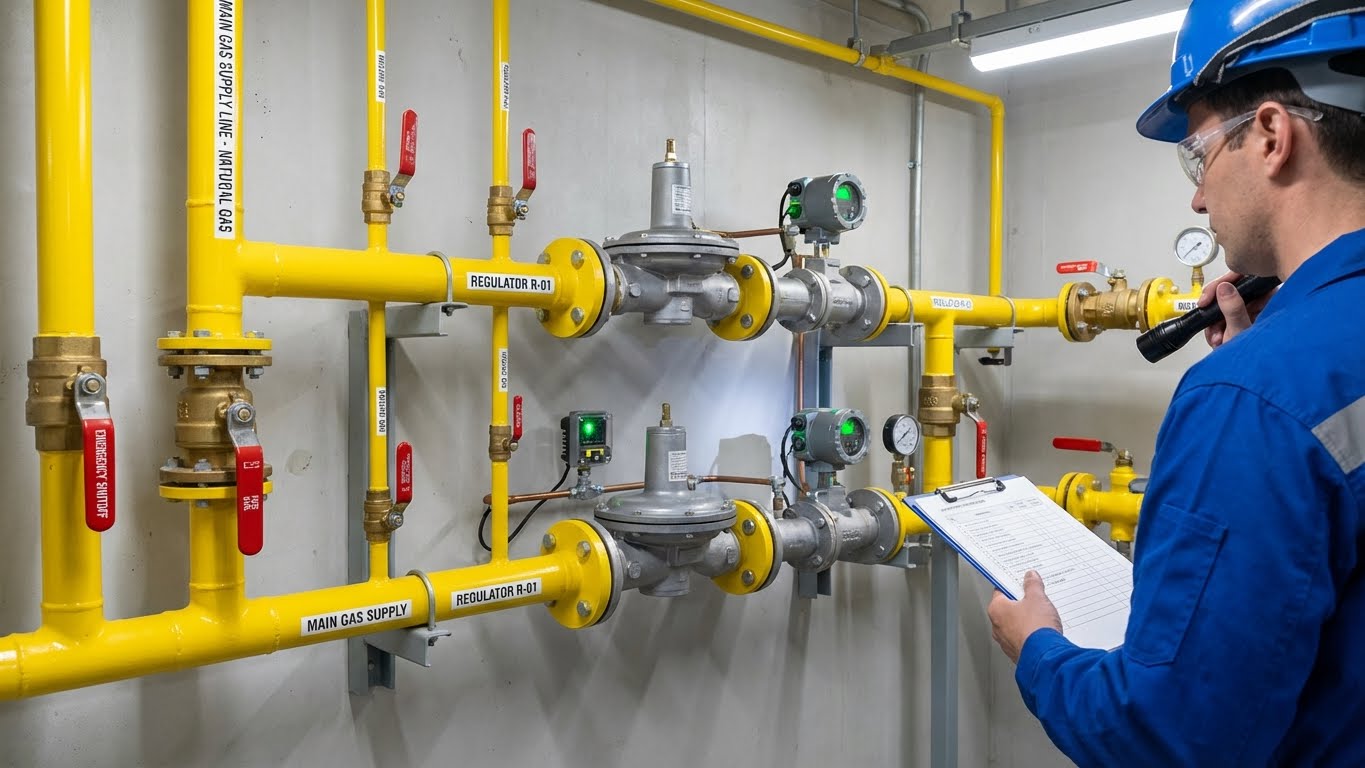 Installation de réseau gaz avec protection anti-feu