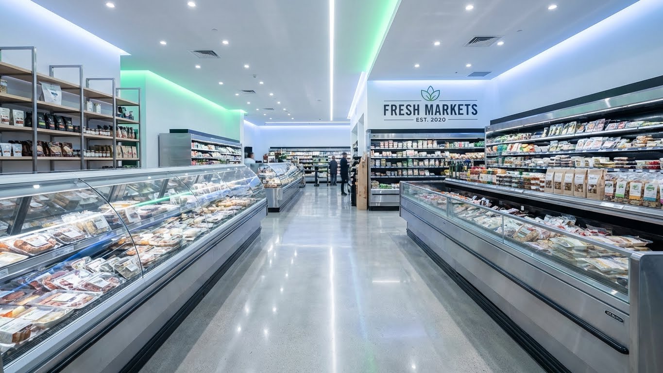 Décoration de surface de vente - meubles frigorifiques et vitrines